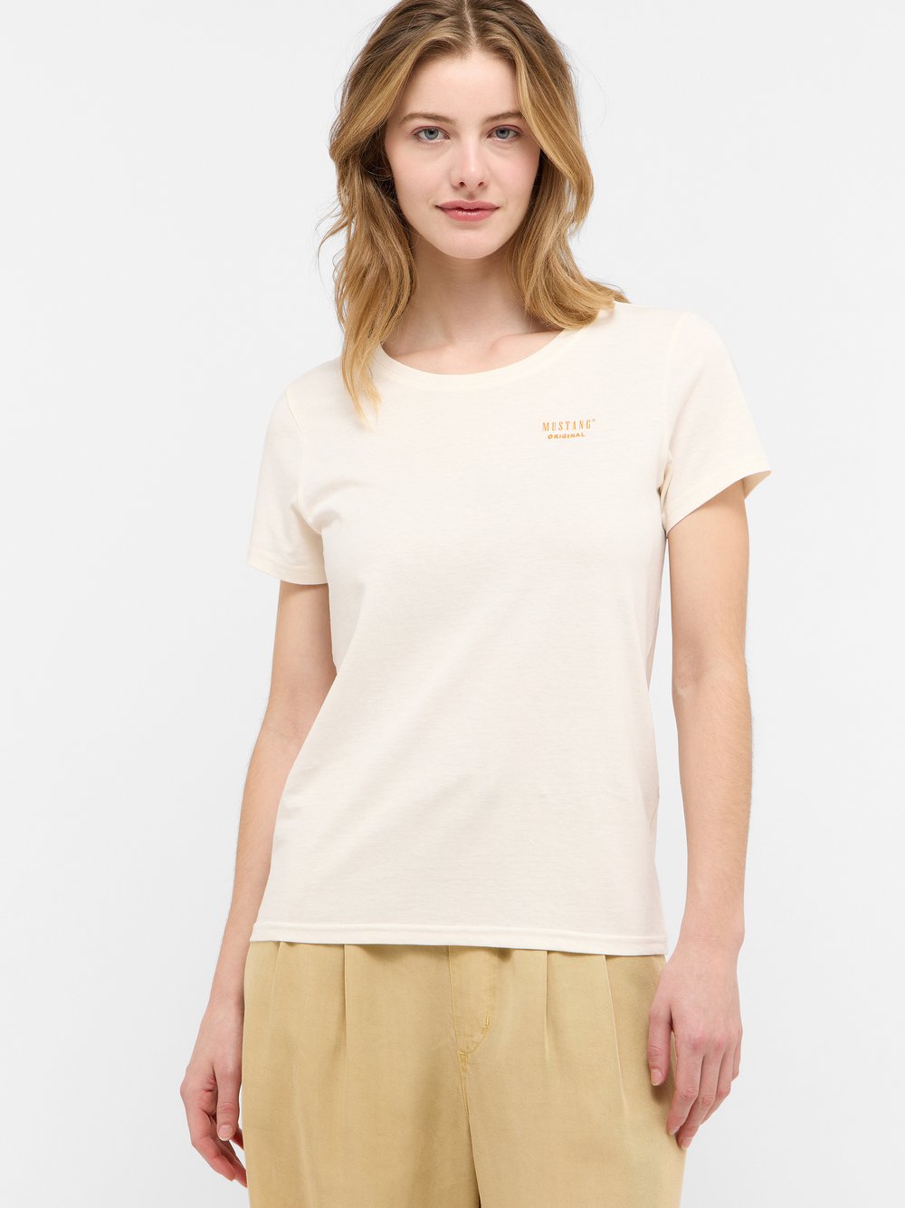Mustang T-Shirt Damen Baumwolle weiß, XL