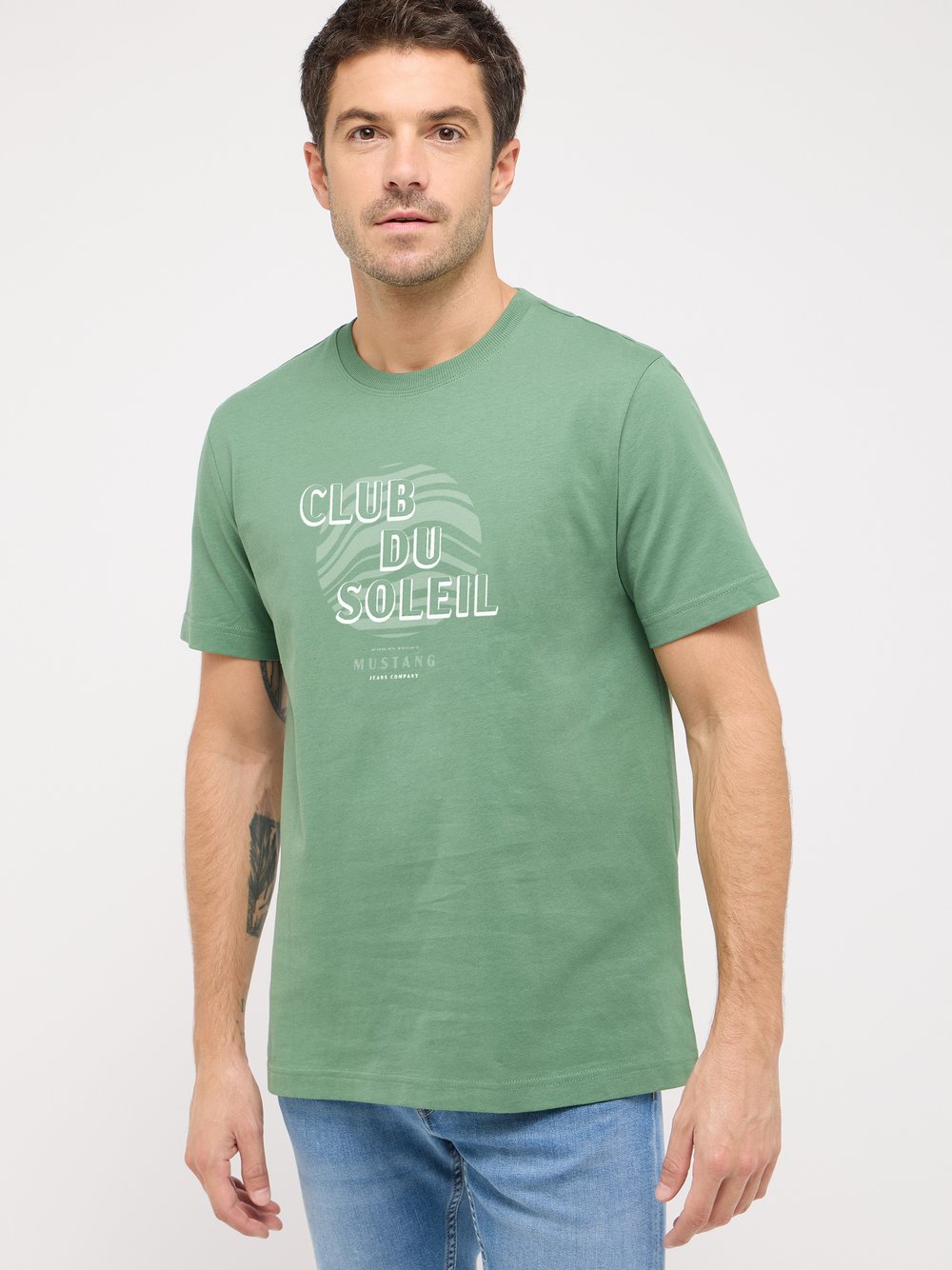 Thumbnail - Mustang T-Shirt Herren Baumwolle grün bedruckt, XXXL