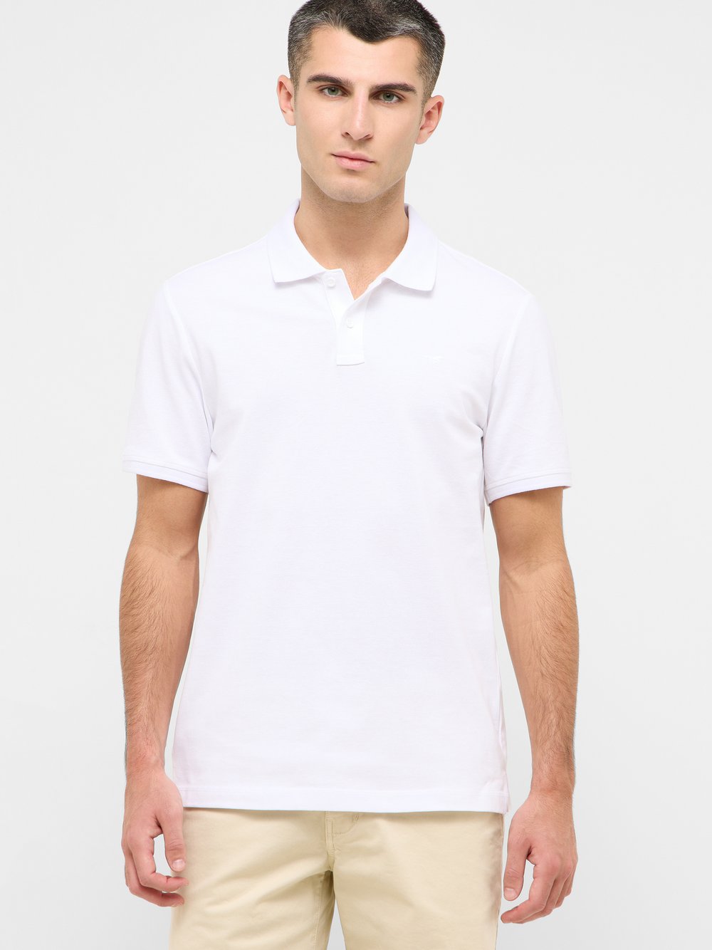 Thumbnail - Mustang Polo Herren Baumwolle weiß, L