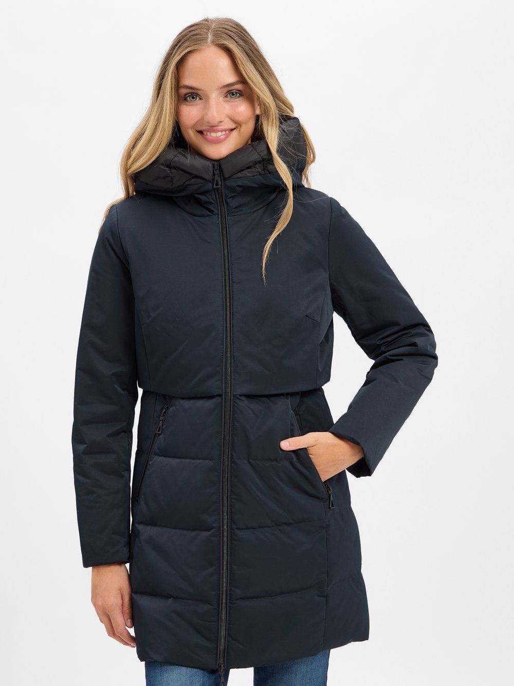 Amber & June Daunenmantel Damen blau, 40