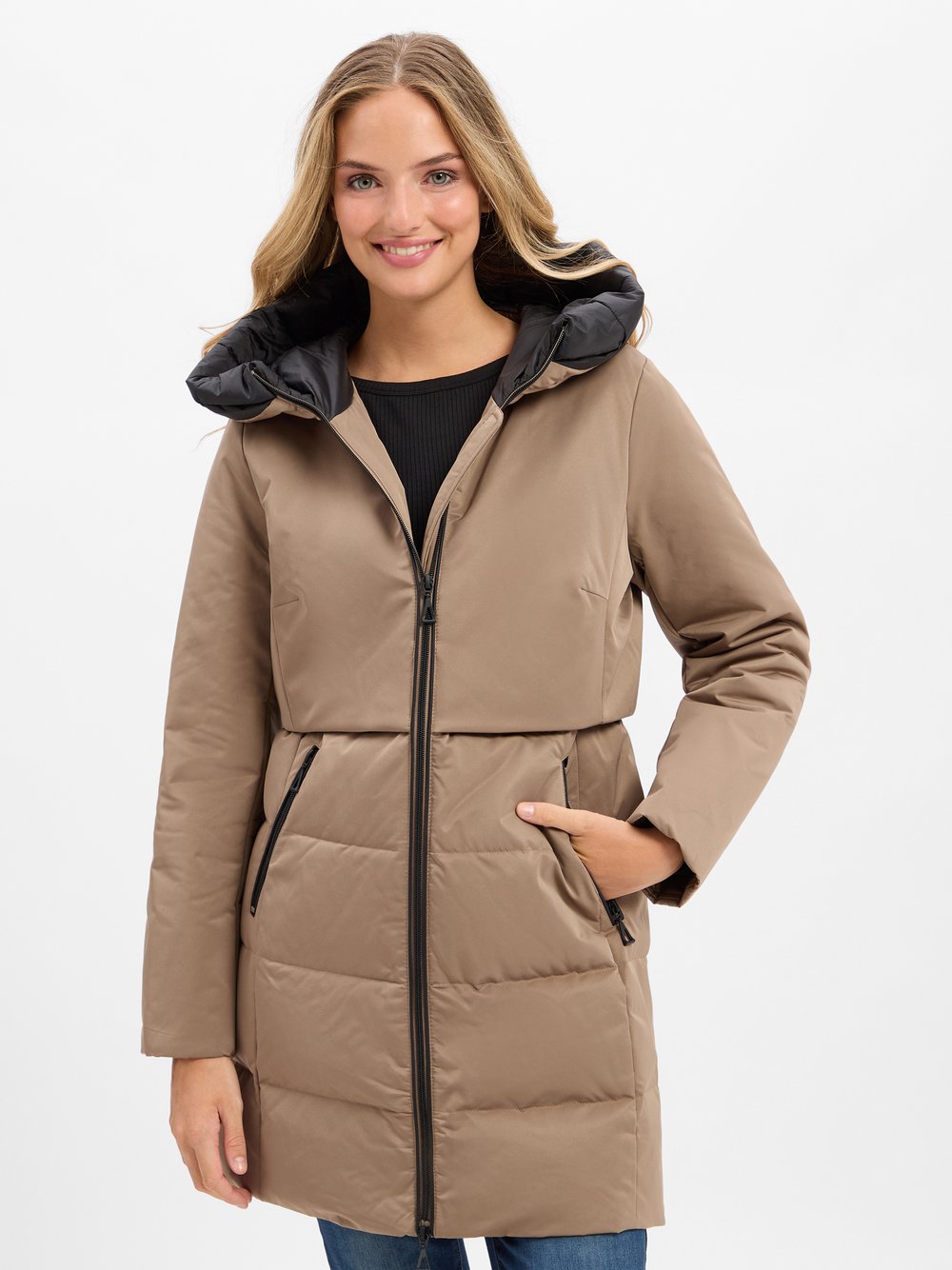 Amber & June Daunenmantel Damen beige, 34