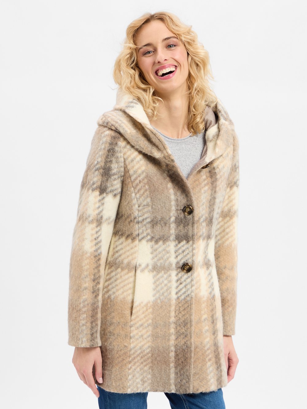 Amber & June Jacke mit Woll-Anteil Damen mehrfarbig kariert, 38