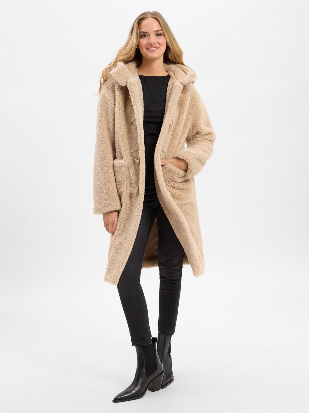 Amber & June Teddymantel Damen beige, 36