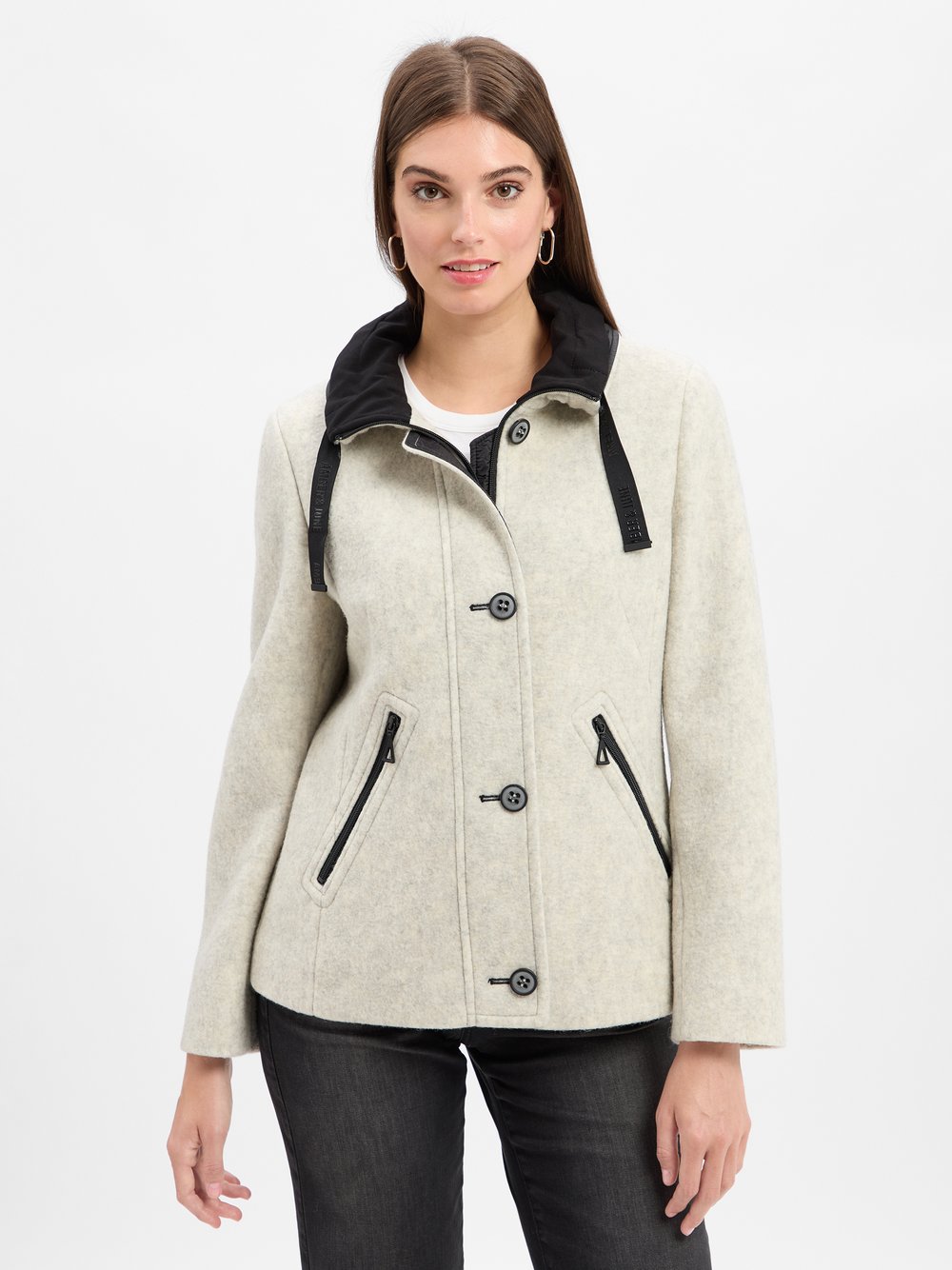 Amber & June Jacke mit Woll-Anteil Damen grau meliert, 42