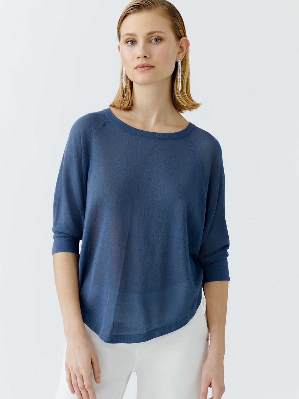 Oui Pullover Damen Viskose blau, 38