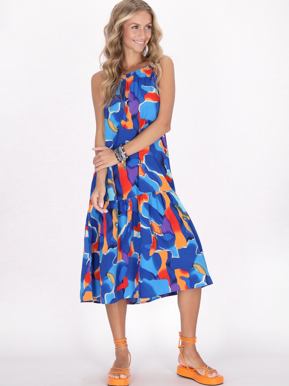 Thumbnail - IZIA Kleid Damen blau gemustert, XS