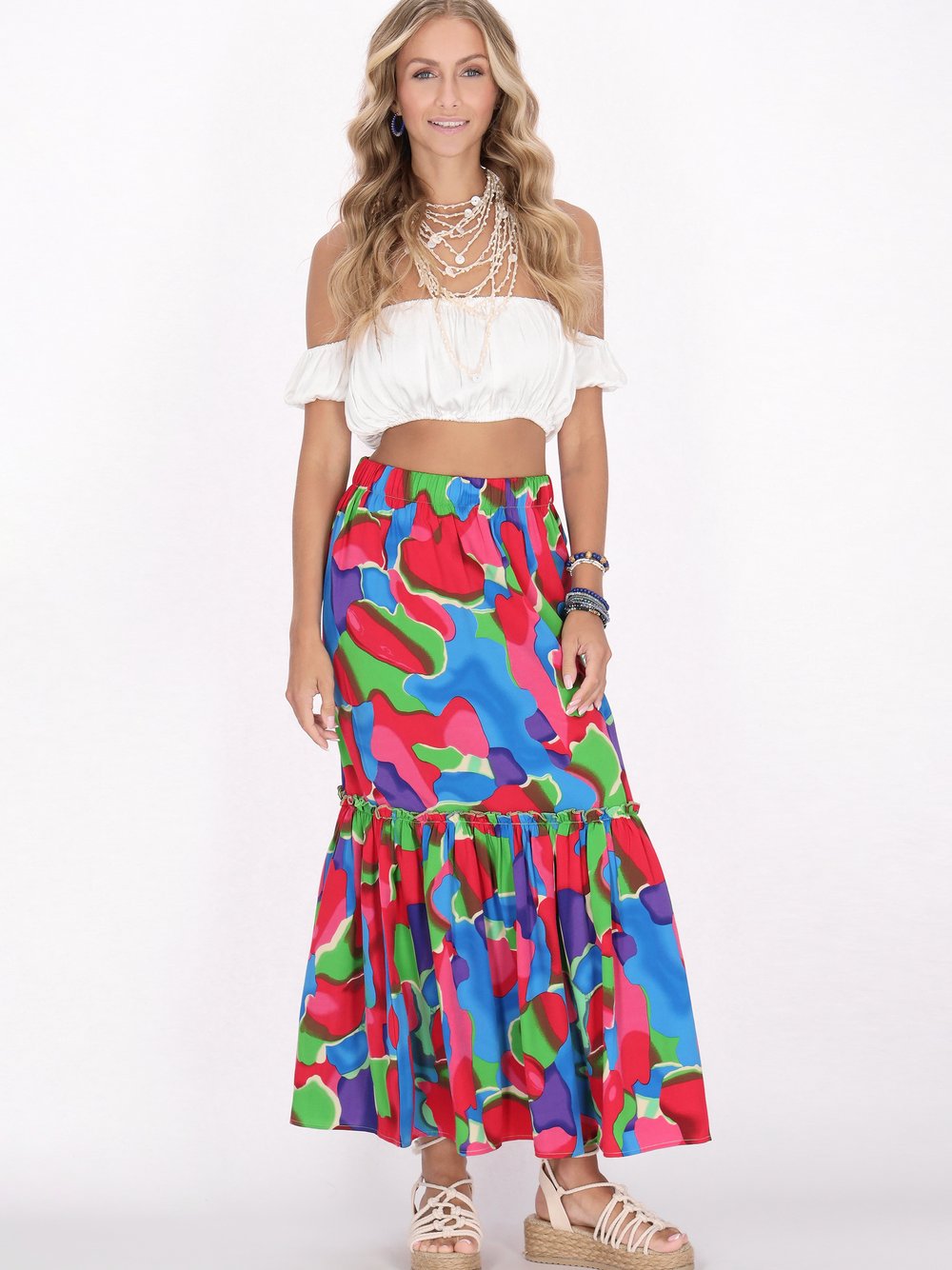 Thumbnail - IZIA Rock Damen rosa gemustert, M