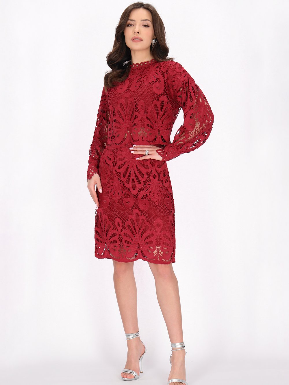 Faina Bluse Damen Viskose rot gemustert, S