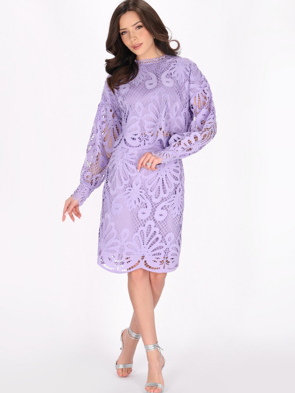 Faina Bluse Damen Viskose lila gemustert, M