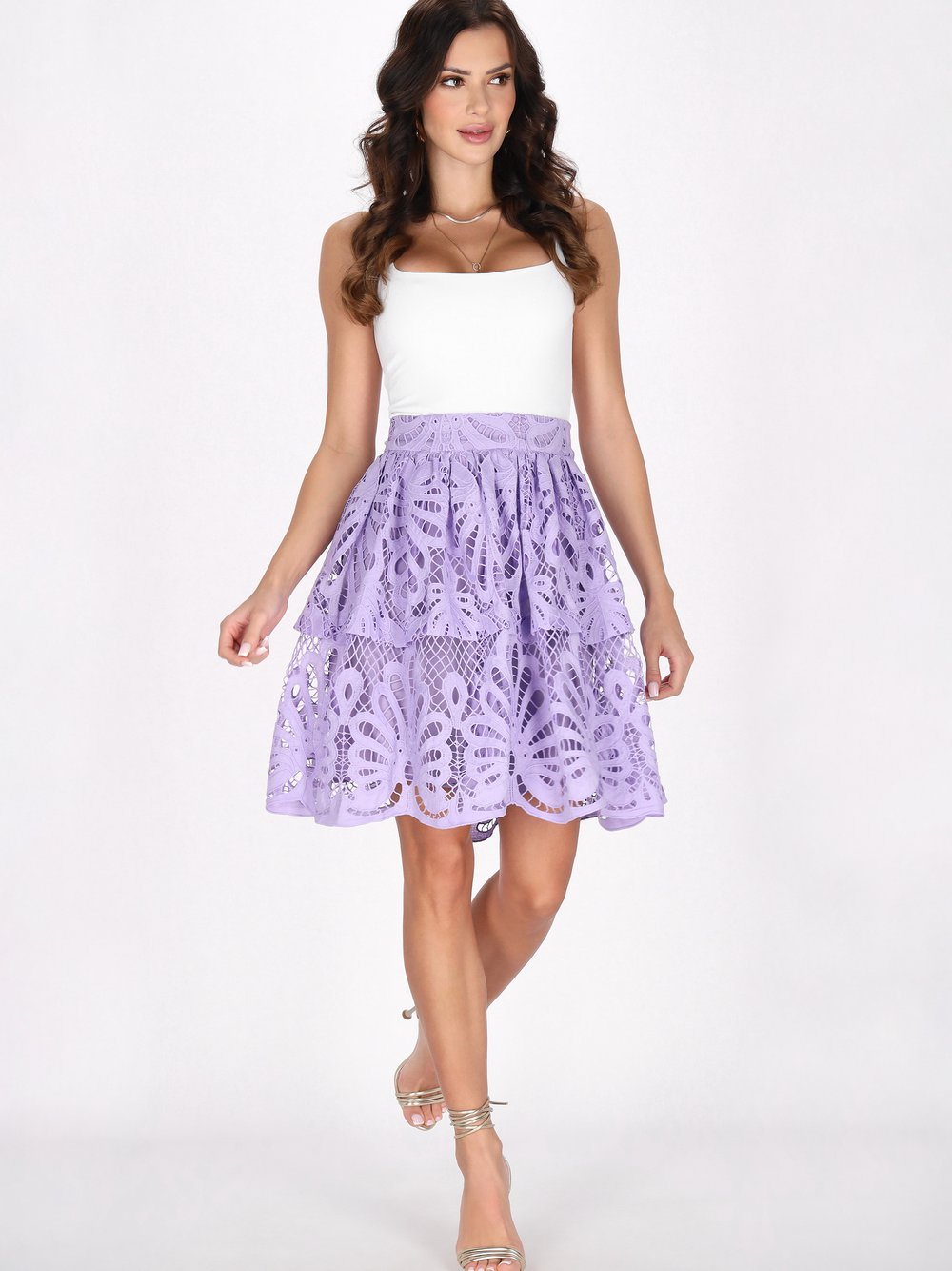 Faina Rock Damen Viskose lila gemustert, S