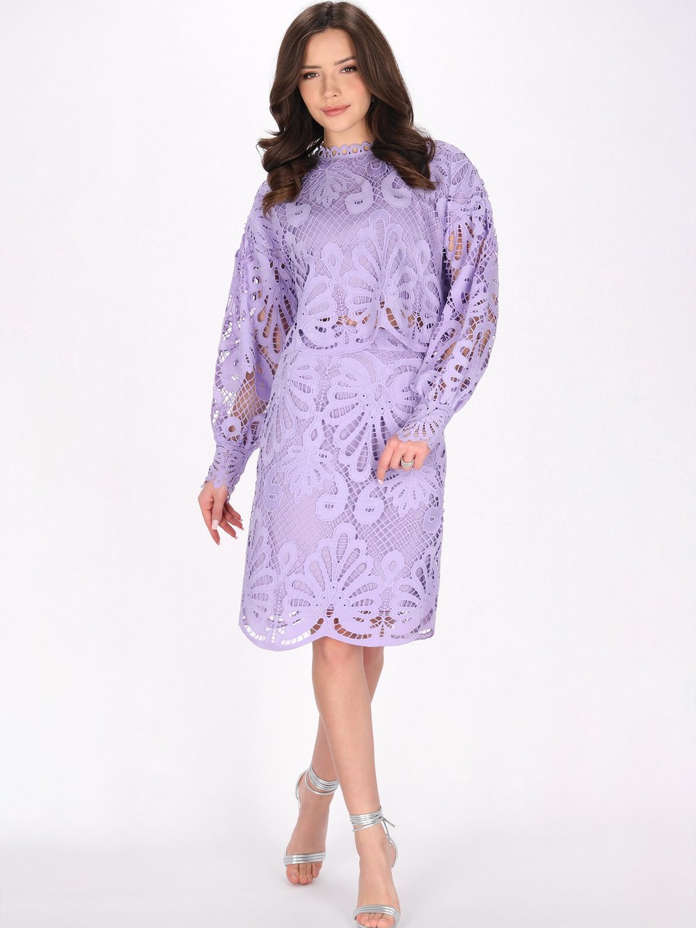 Faina Rock Damen Viskose lila gemustert, S