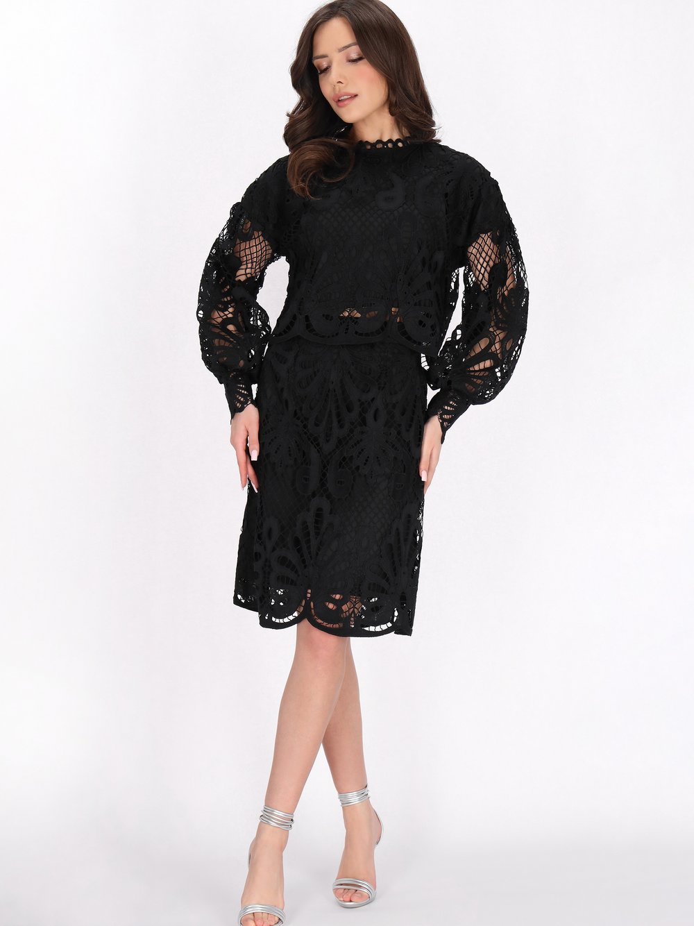 Thumbnail - Faina Rock Damen Viskose schwarz gemustert, M