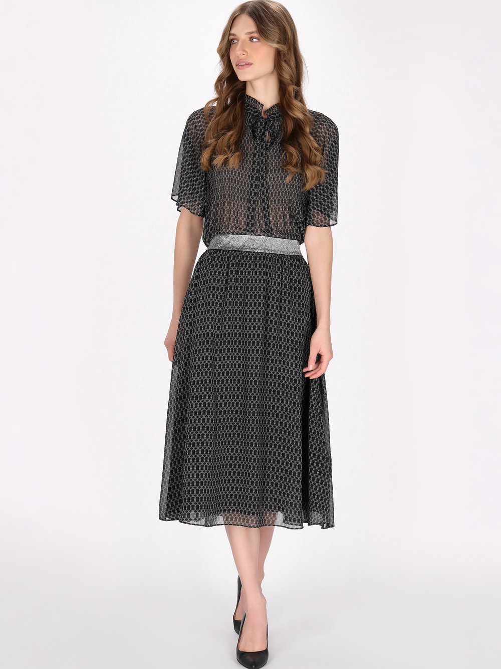 Thumbnail - Dreimaster Rock Damen schwarz gemustert, L