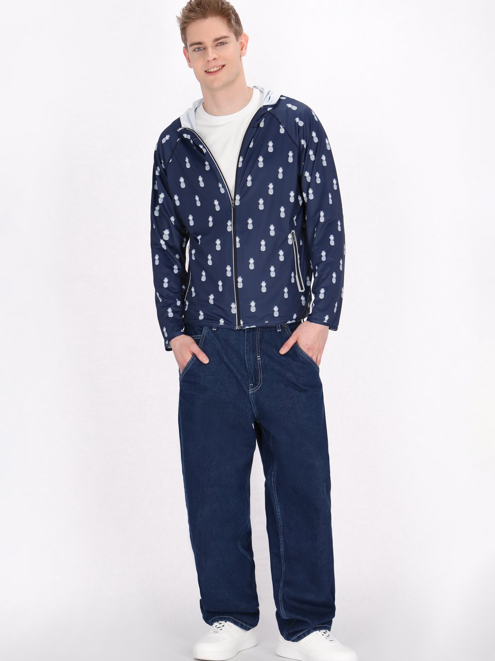 Thumbnail - Mo Jacke Herren blau bedruckt, M