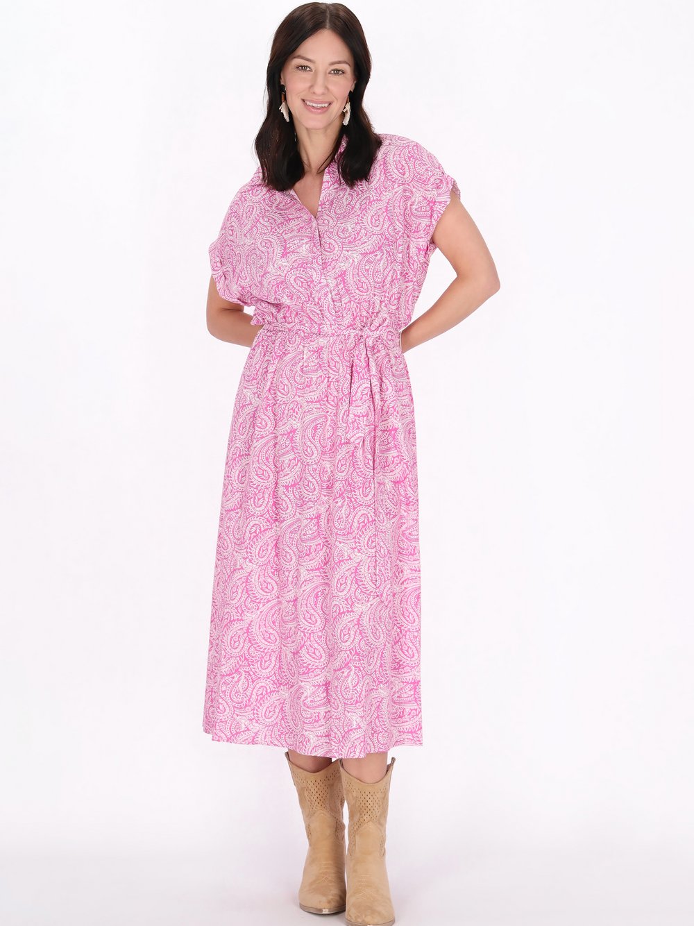 Thumbnail - Usha Kleid Damen Viskose pink bedruckt, XL
