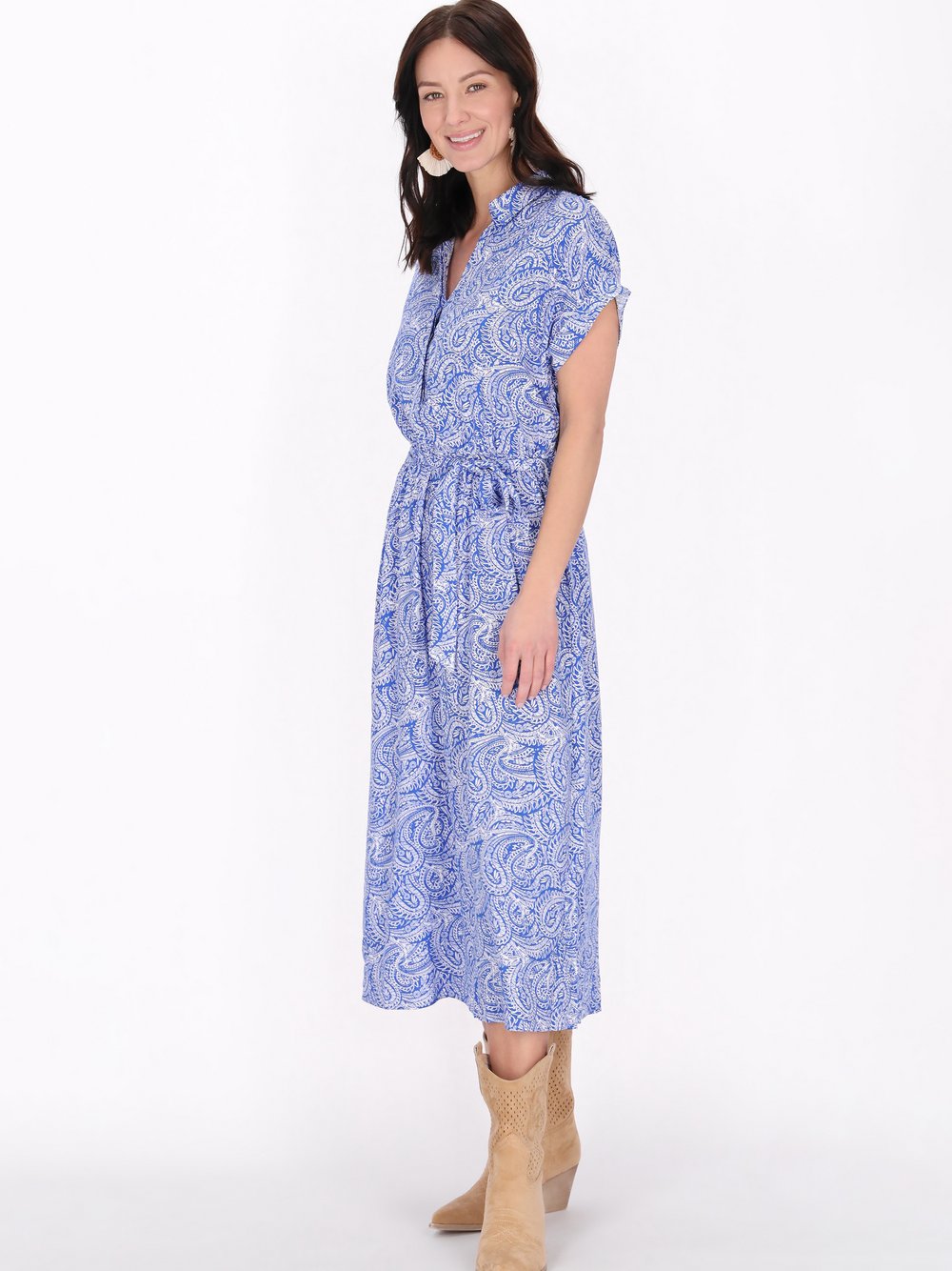 Thumbnail - Usha Kleid Damen Viskose blau bedruckt, XL