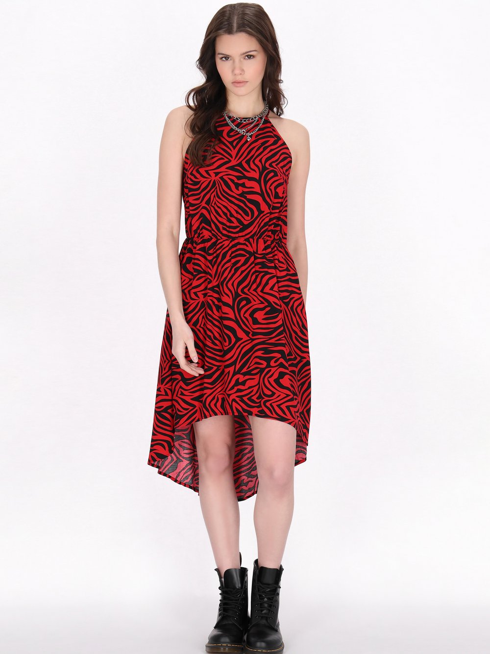 Thumbnail - MyMo Kleid Damen Viskose schwarz gemustert, XS