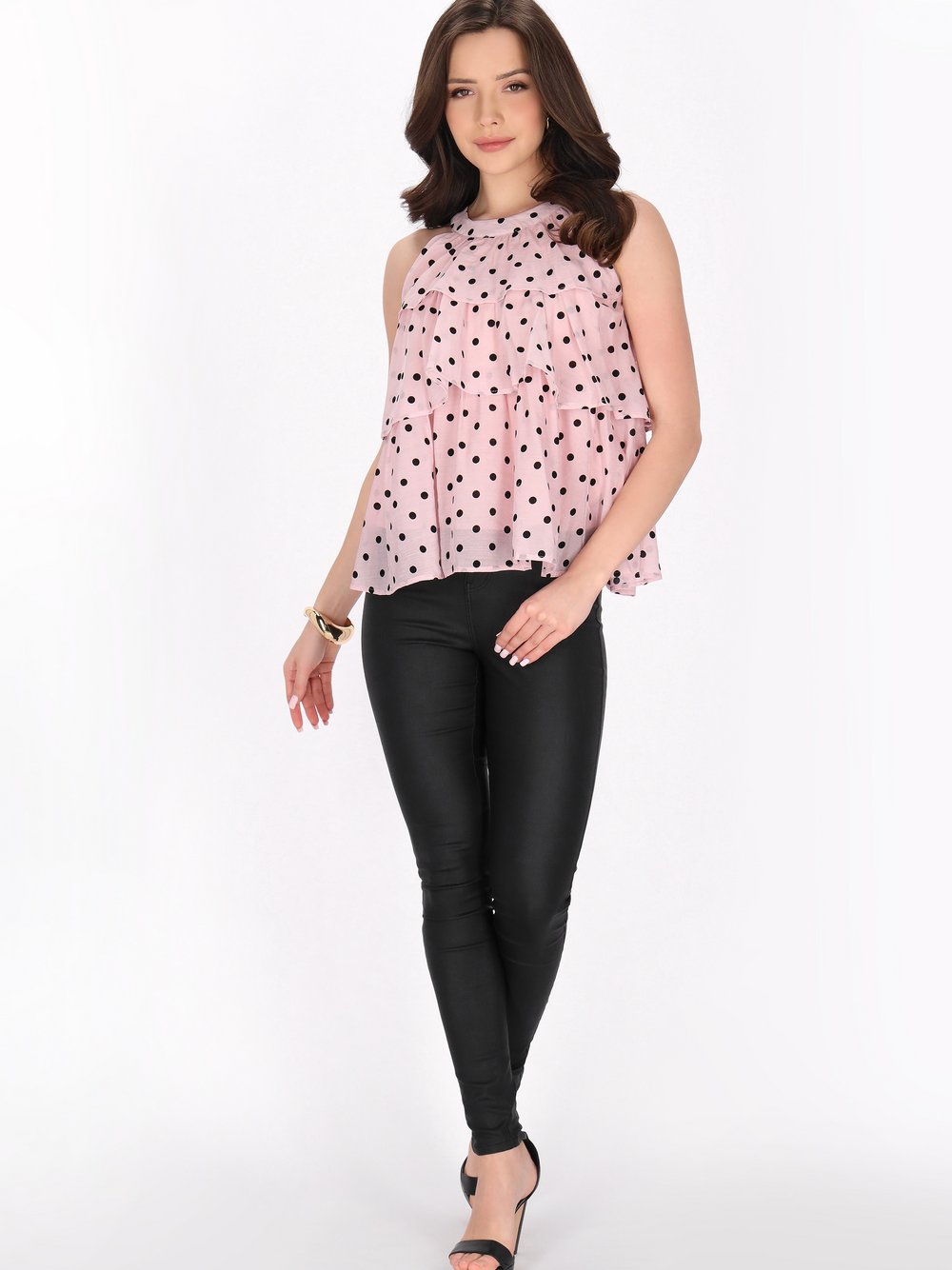 Faina Bluse Damen Viskose rosa gepunktet, M