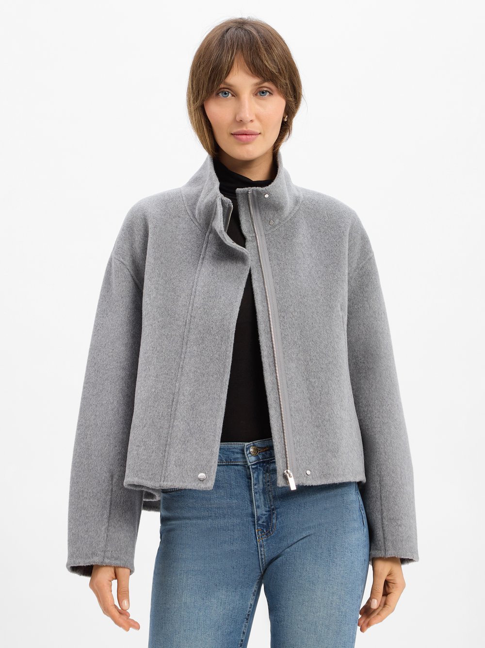 Someday Wolljacke mit Cashmere-Anteil Damen Wolle grau meliert, 40