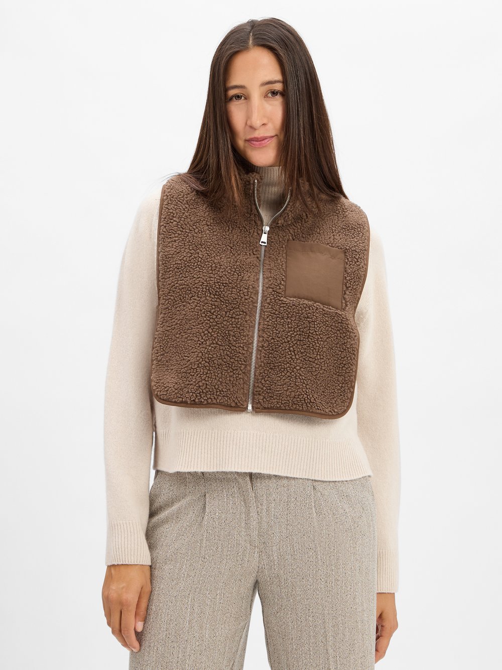 Opus Teddyfell-Weste Damen braun, ONE SIZE