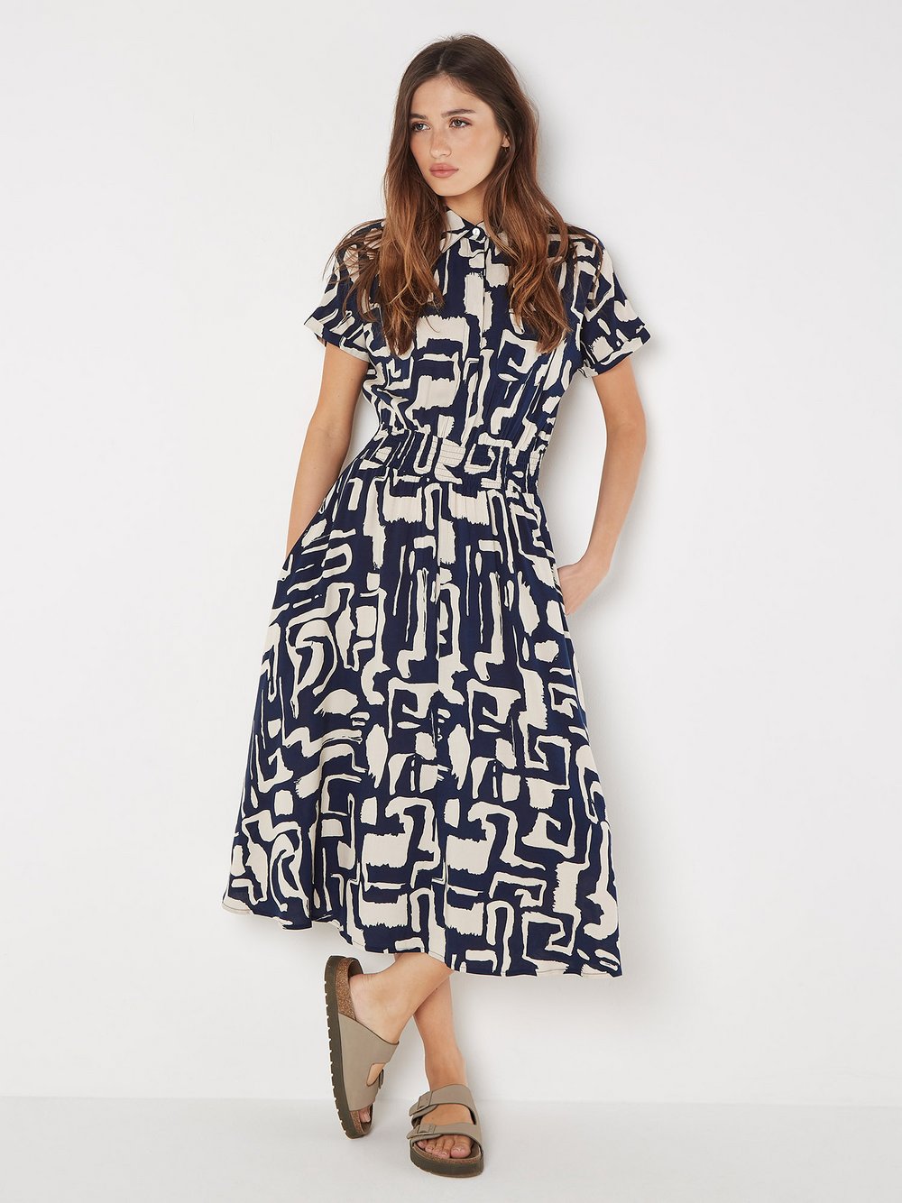Thumbnail - Apricot Midikleid Damen Viskose blau bedruckt, 34