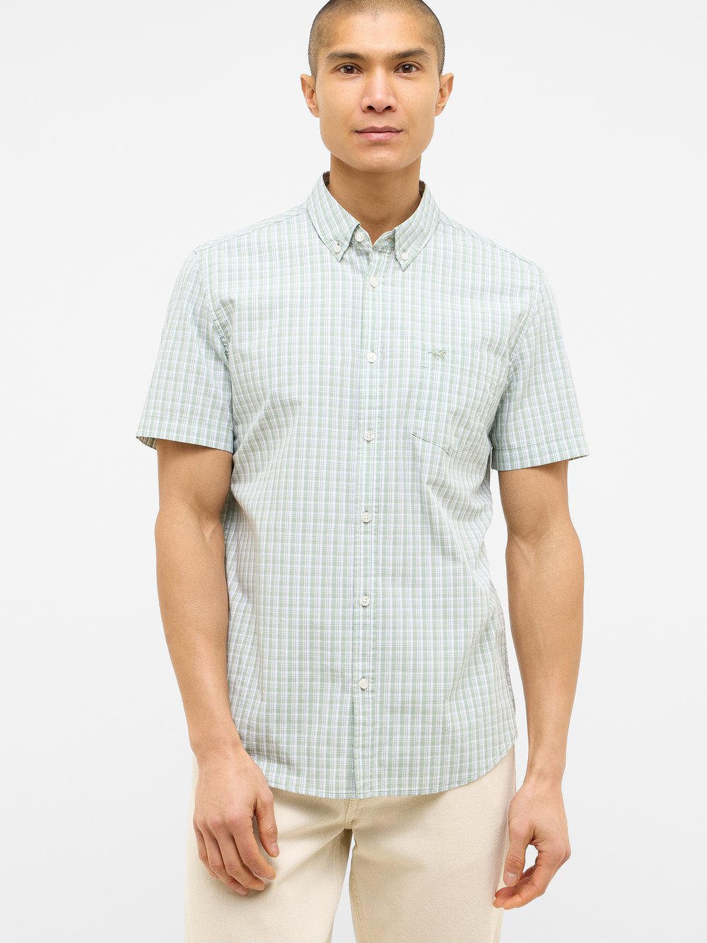 Mustang Hemd Herren Slim Fit Baumwolle grün kariert, L