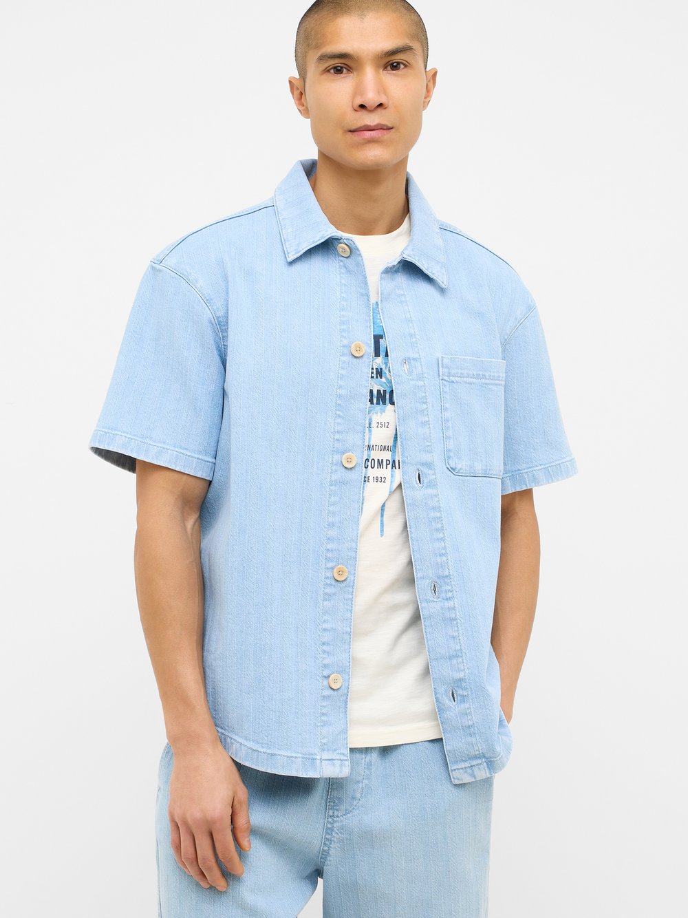 Thumbnail - Mustang T-Shirt Herren Baumwolle weiß bedruckt, XXXL