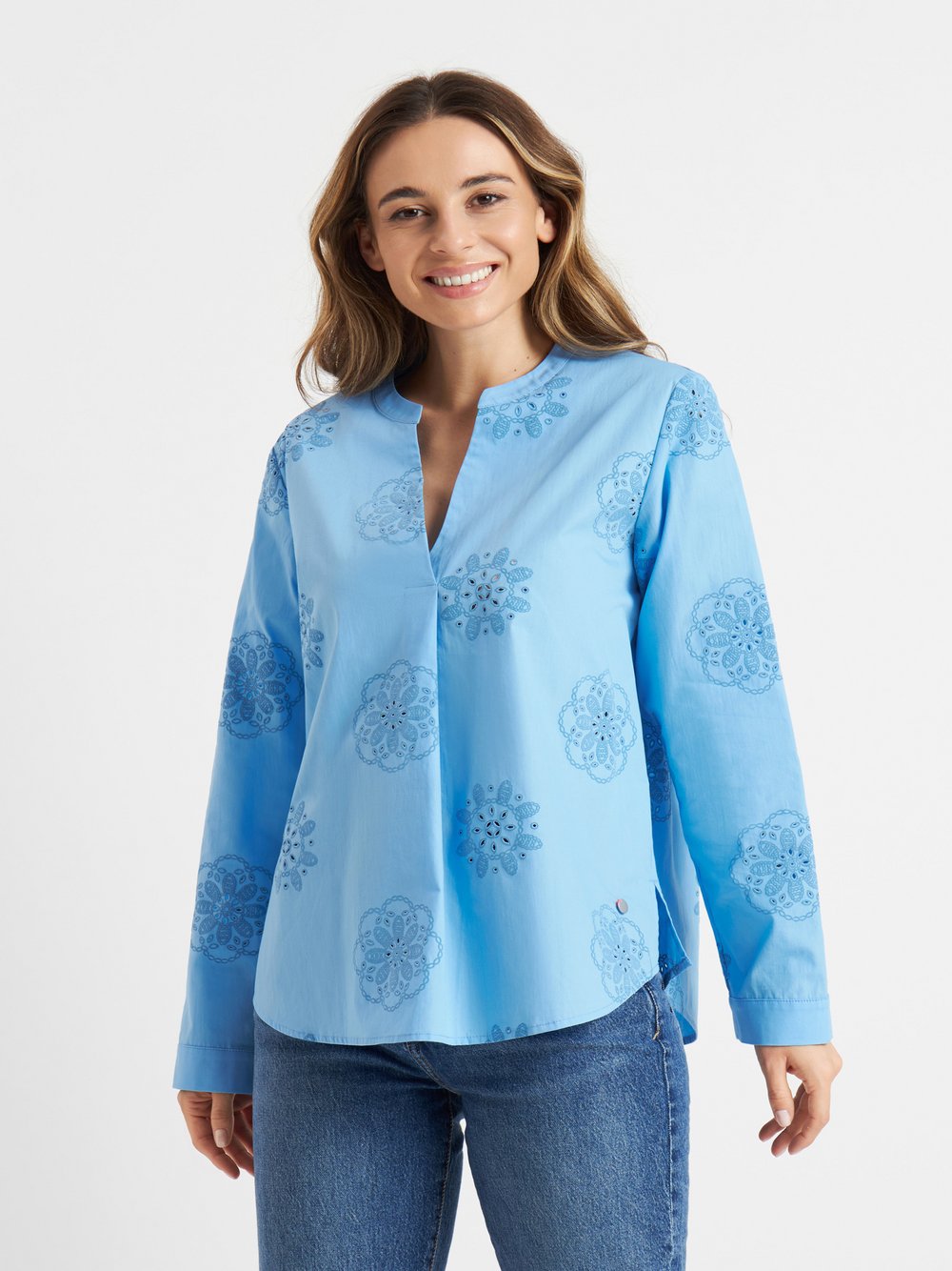 Frieda & Freddies Bluse Damen Baumwolle blau gemustert, 40