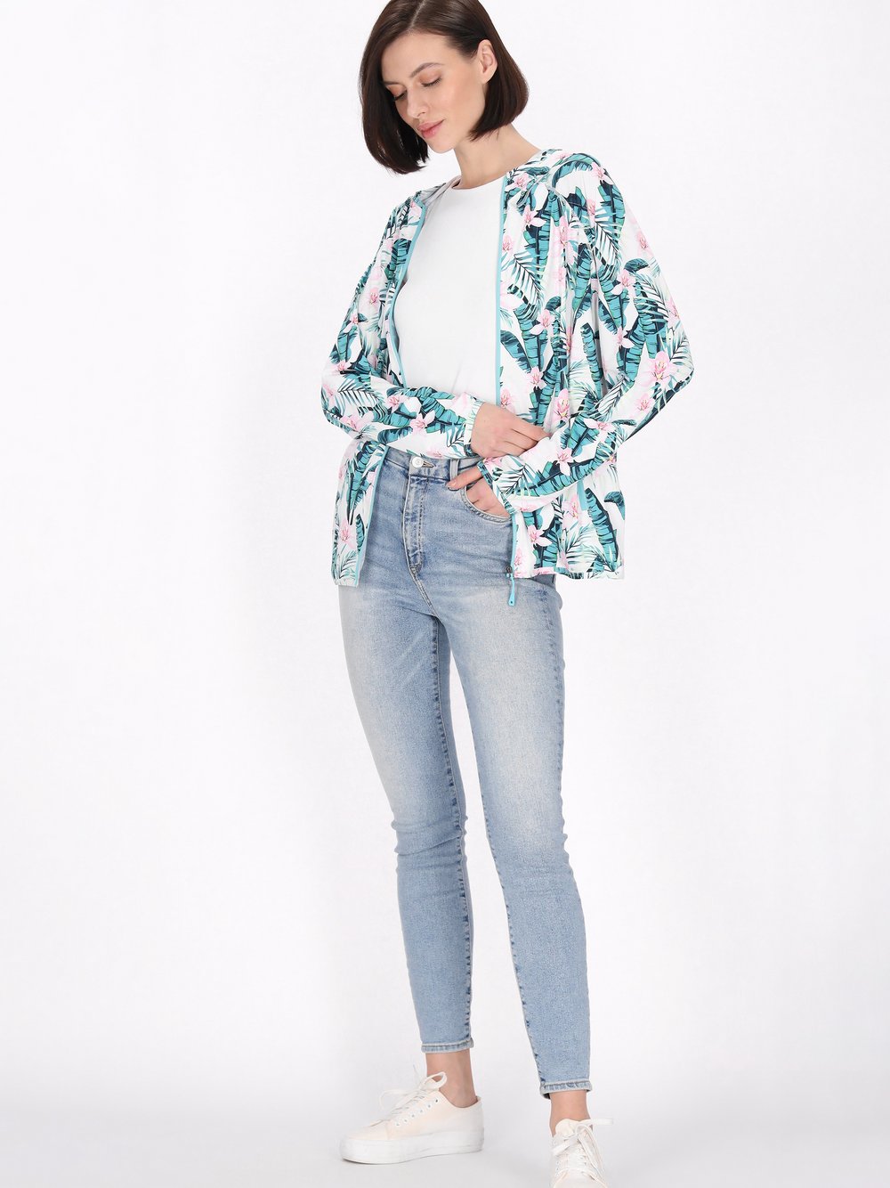 Usha Jacke Damen beige bedruckt, L