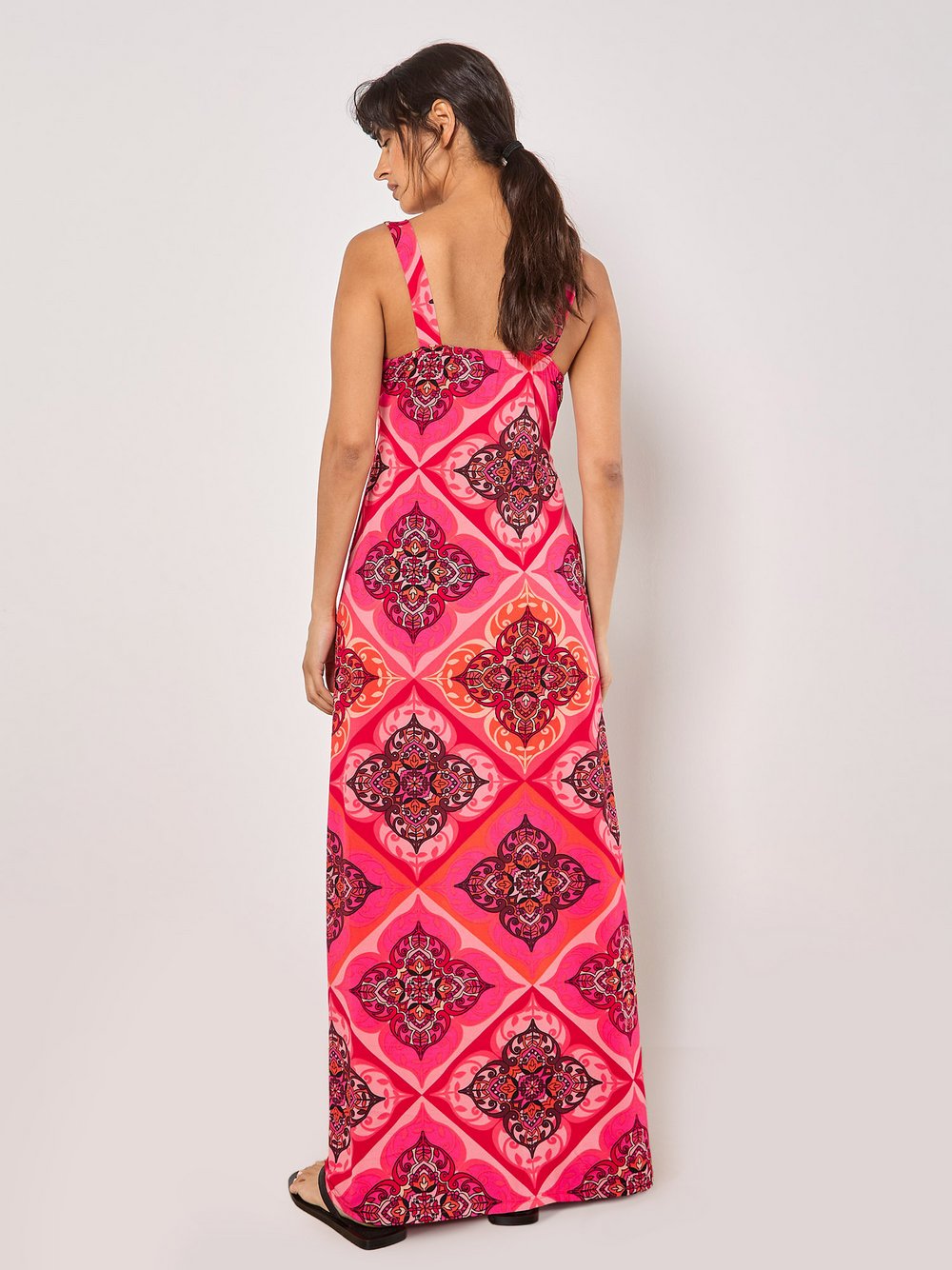 Apricot Maxikleid Damen rot bedruckt, 42