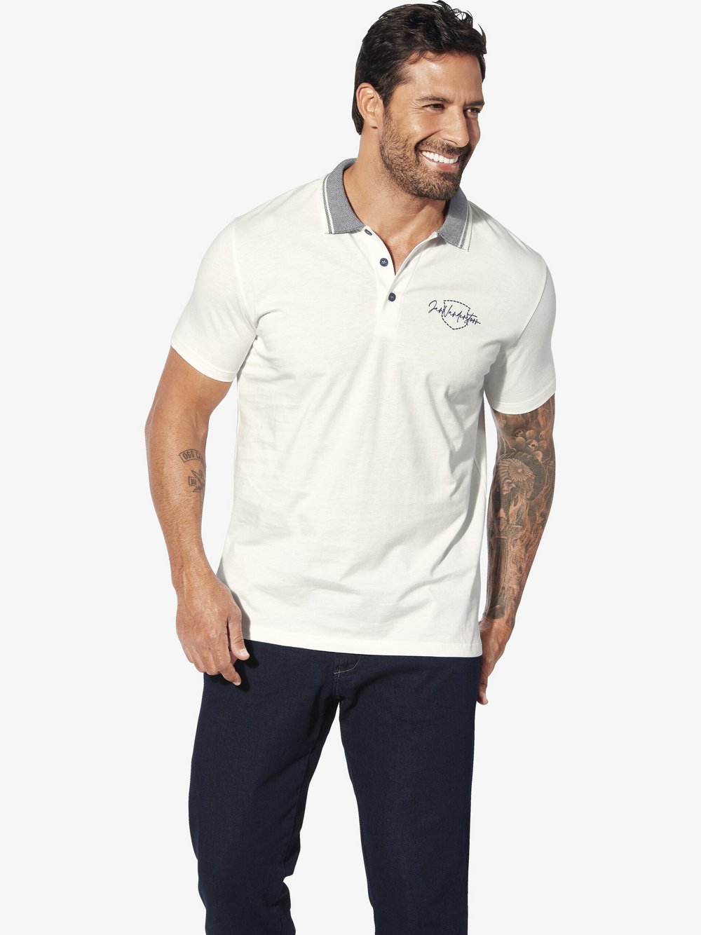 Thumbnail - Jan Vanderstorm Poloshirt Herren Baumwolle weiß, XXXL
