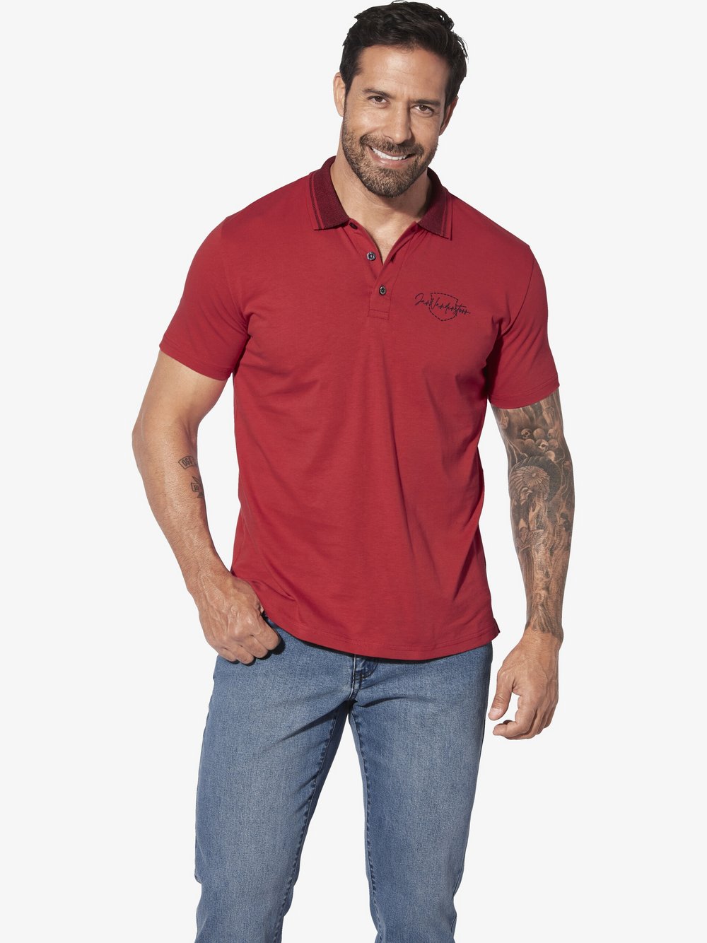 Thumbnail - Jan Vanderstorm Poloshirt Herren Baumwolle rot, 7XL