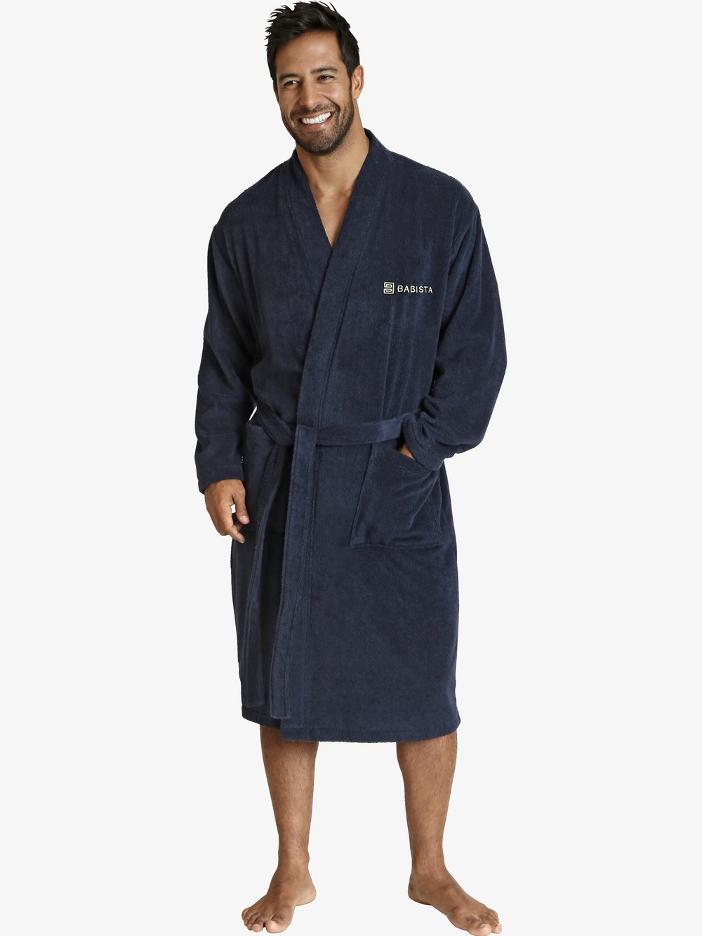 BABISTA Bademantel Herren Baumwolle blau, XXL