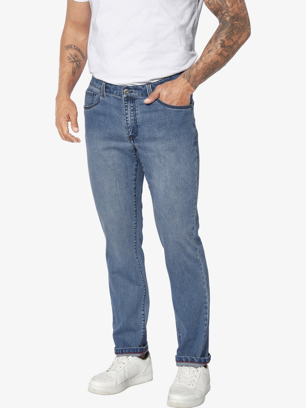 Thumbnail - Jan Vanderstorm Tiefbundjeans Herren Baumwolle blau, 58-32