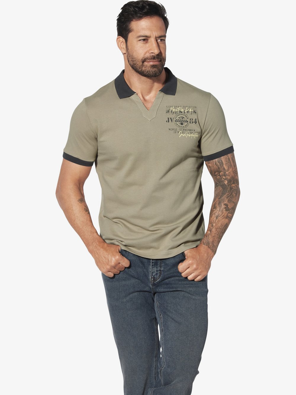 Thumbnail - Jan Vanderstorm Poloshirt Herren Baumwolle grün, XXXL