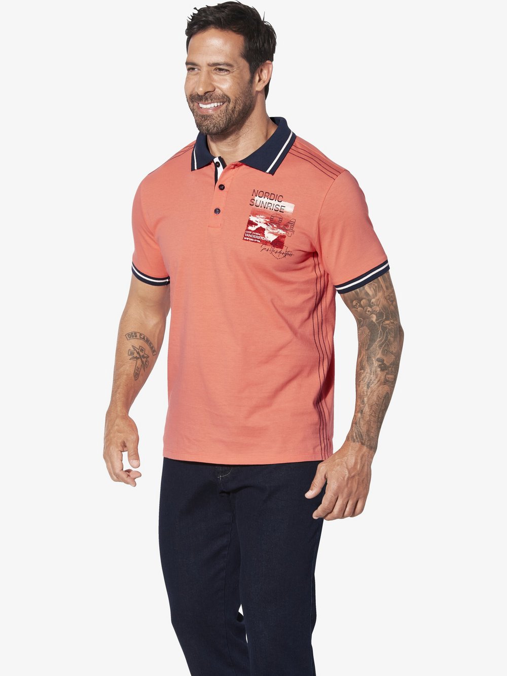 Thumbnail - Jan Vanderstorm Poloshirt Herren Baumwolle orange, XL