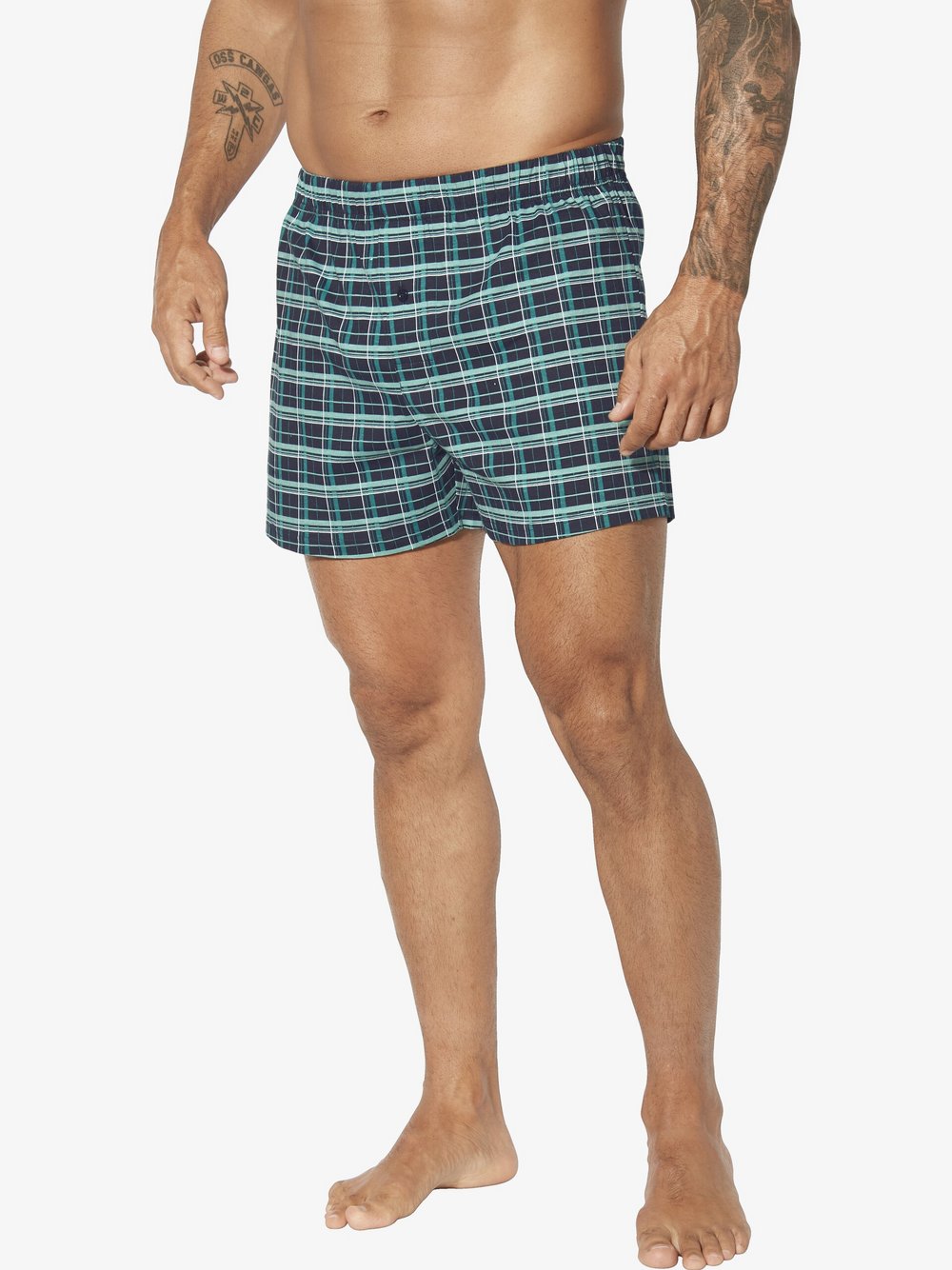 Thumbnail - Jan Vanderstorm 3er Pack Boxershorts Herren Baumwolle blau kariert, XXL
