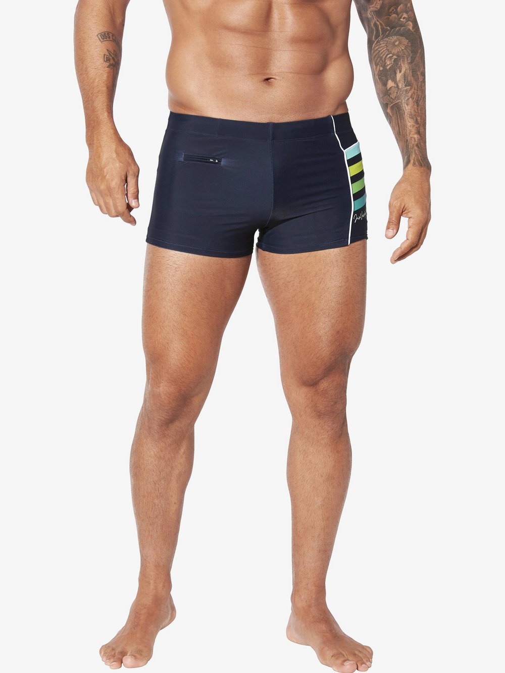 Jan Vanderstorm Badehose Herren blau bedruckt, XXXL