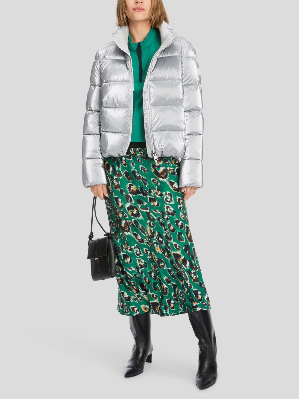 Marc Cain Outdoor-Jacke Damen Polyamid silber strukturiert, 38