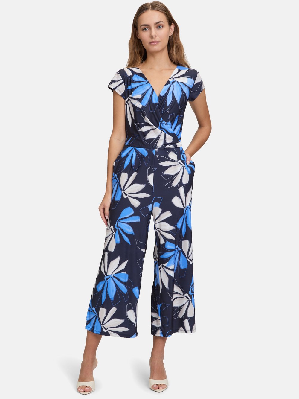 Betty & Co Jumpsuit Damen blau bedruckt, 42