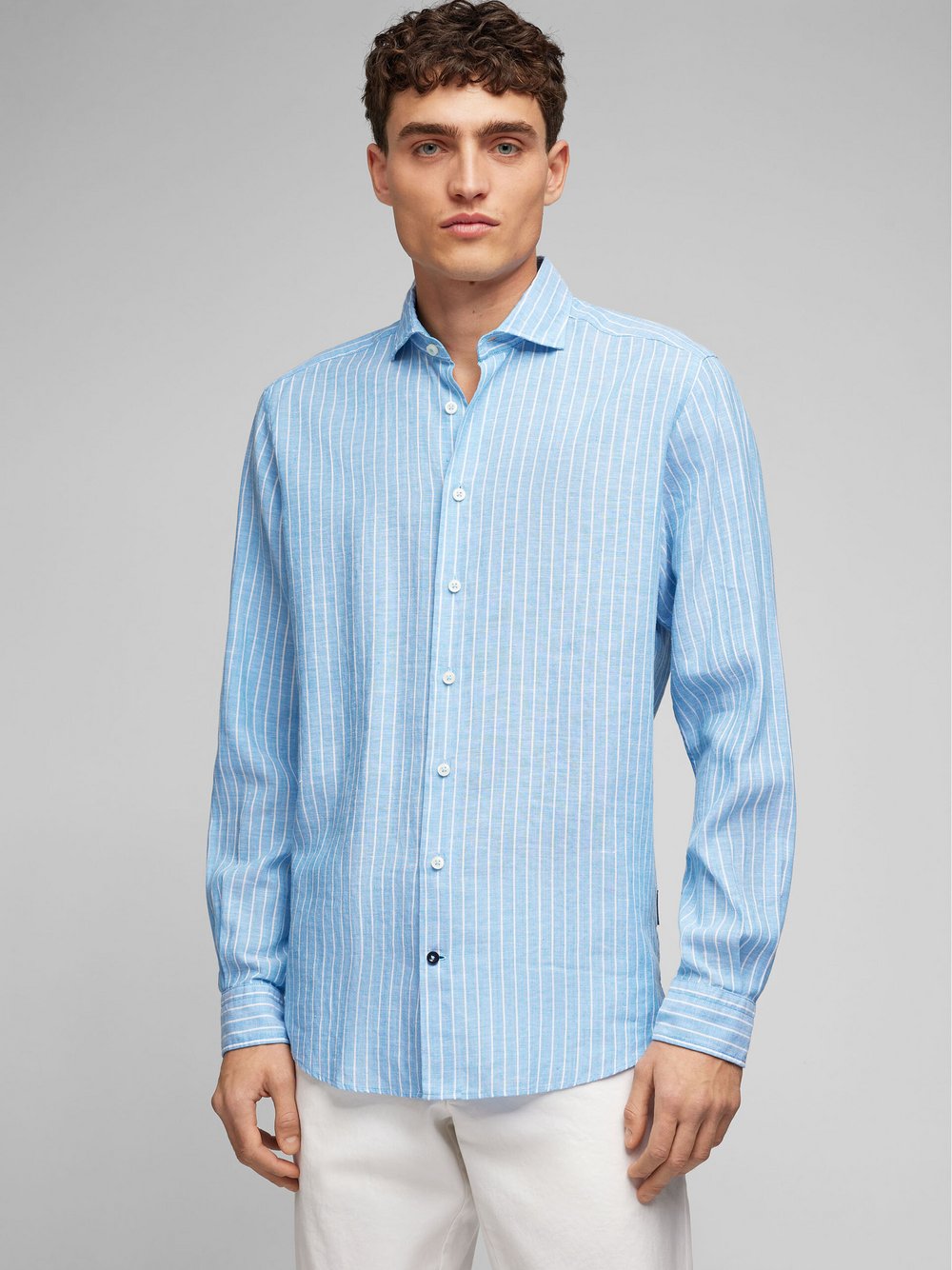 Daniel Hechter Hemd Herren Regular Fit Baumwolle blau gestreift, XXL