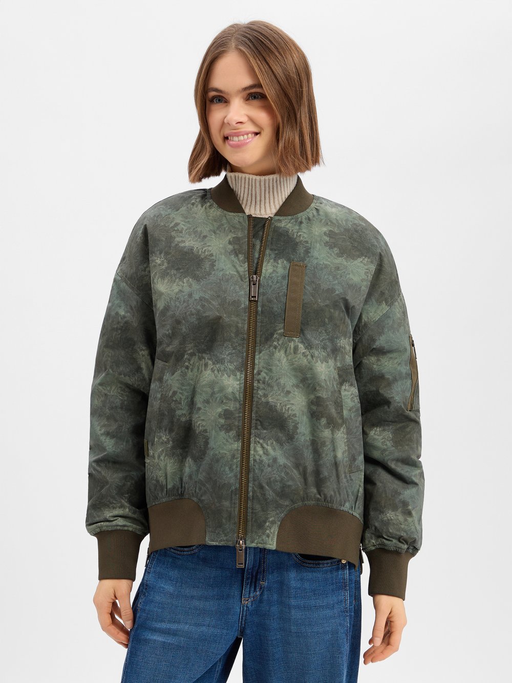 MOS MOSH Bomberjacke Damen grün gemustert, M