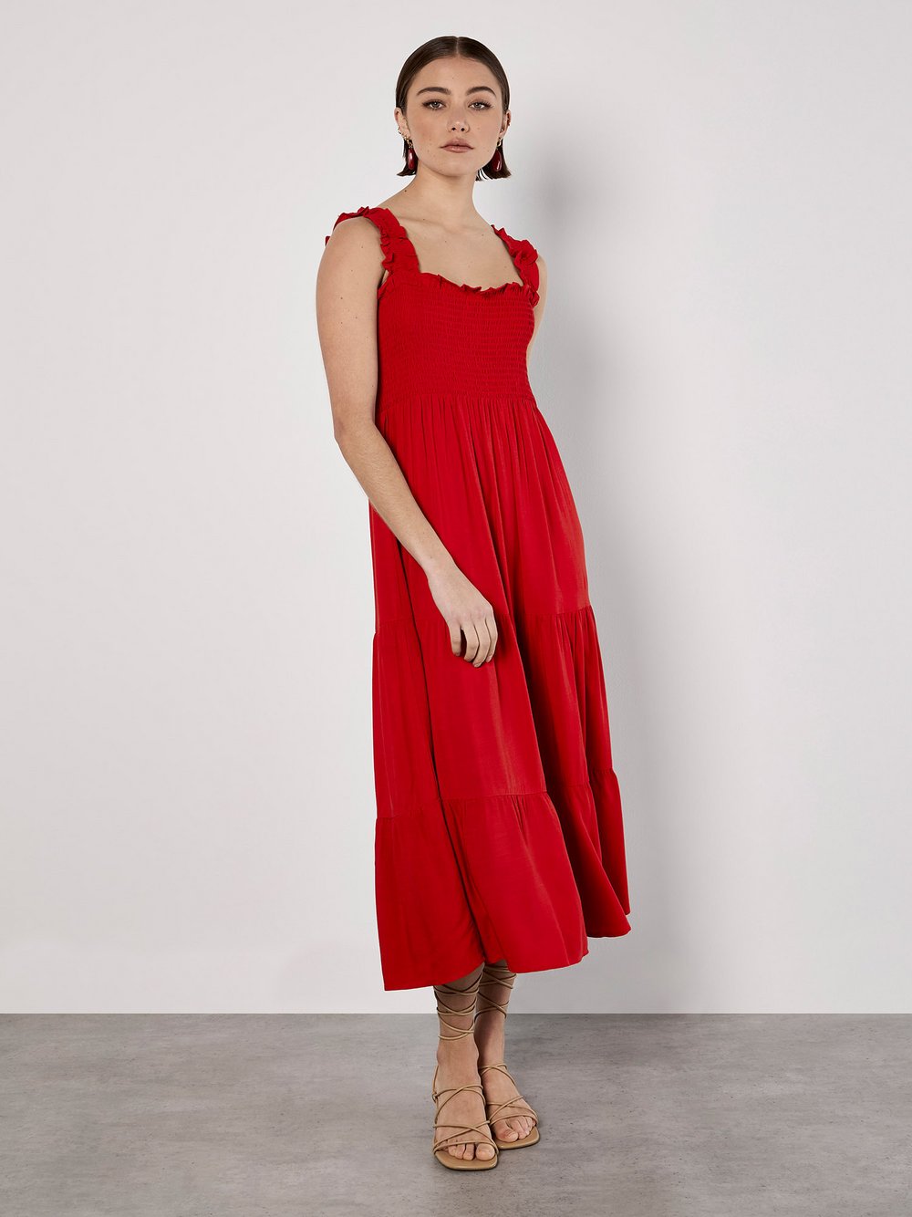 Apricot Midikleid Damen Viskose rot, 36