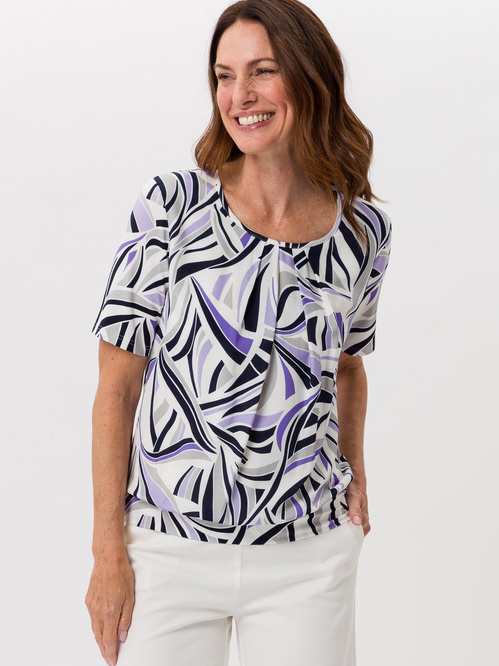 Frank Walder Blusenshirt Damen Viskose mehrfarbig gemustert, 50