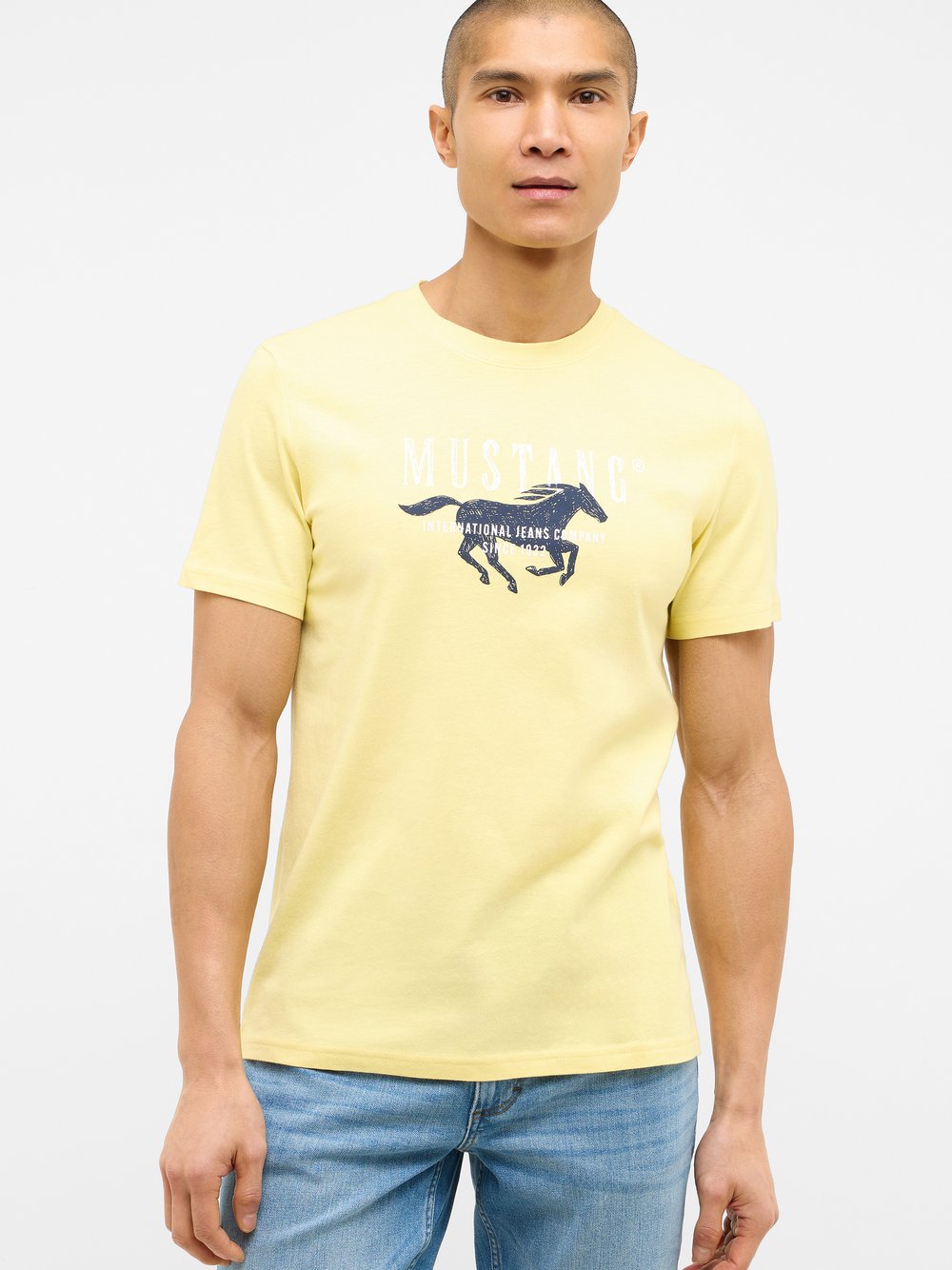 Mustang T-Shirt Herren Baumwolle gelb bedruckt, S