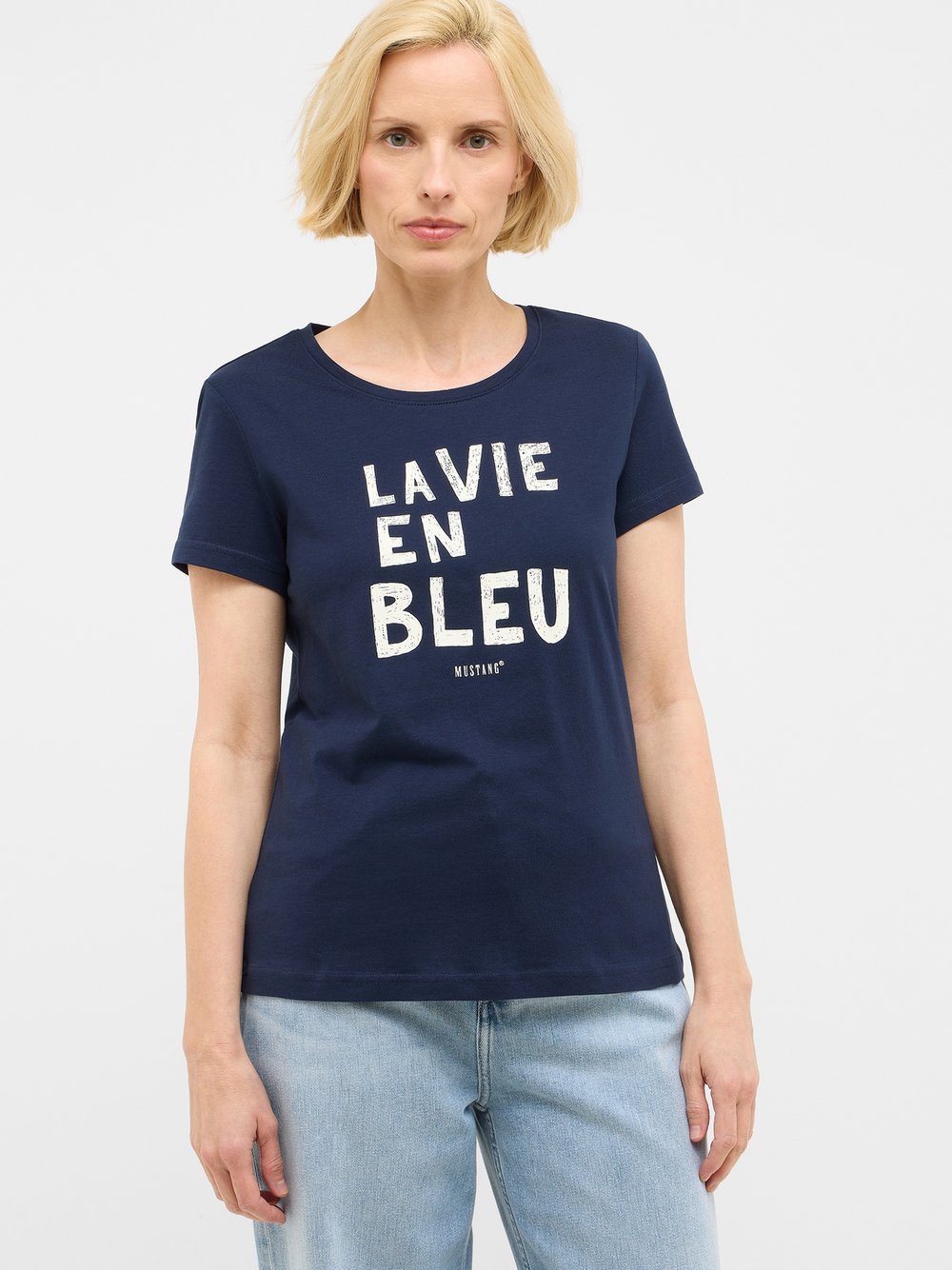 Mustang T-Shirt Damen Baumwolle blau bedruckt, XXXXL