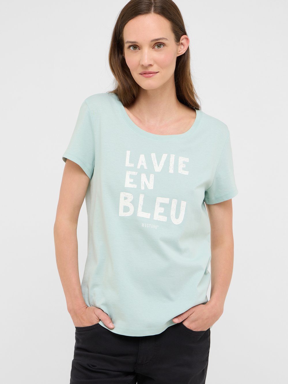 Mustang T-Shirt Damen Baumwolle grün, L