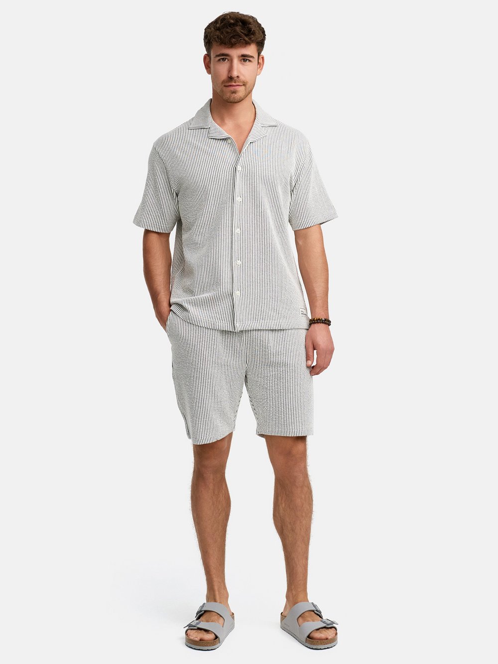 Indicode Shorts & Shirt Set Herren Baumwolle schwarz gestreift, S