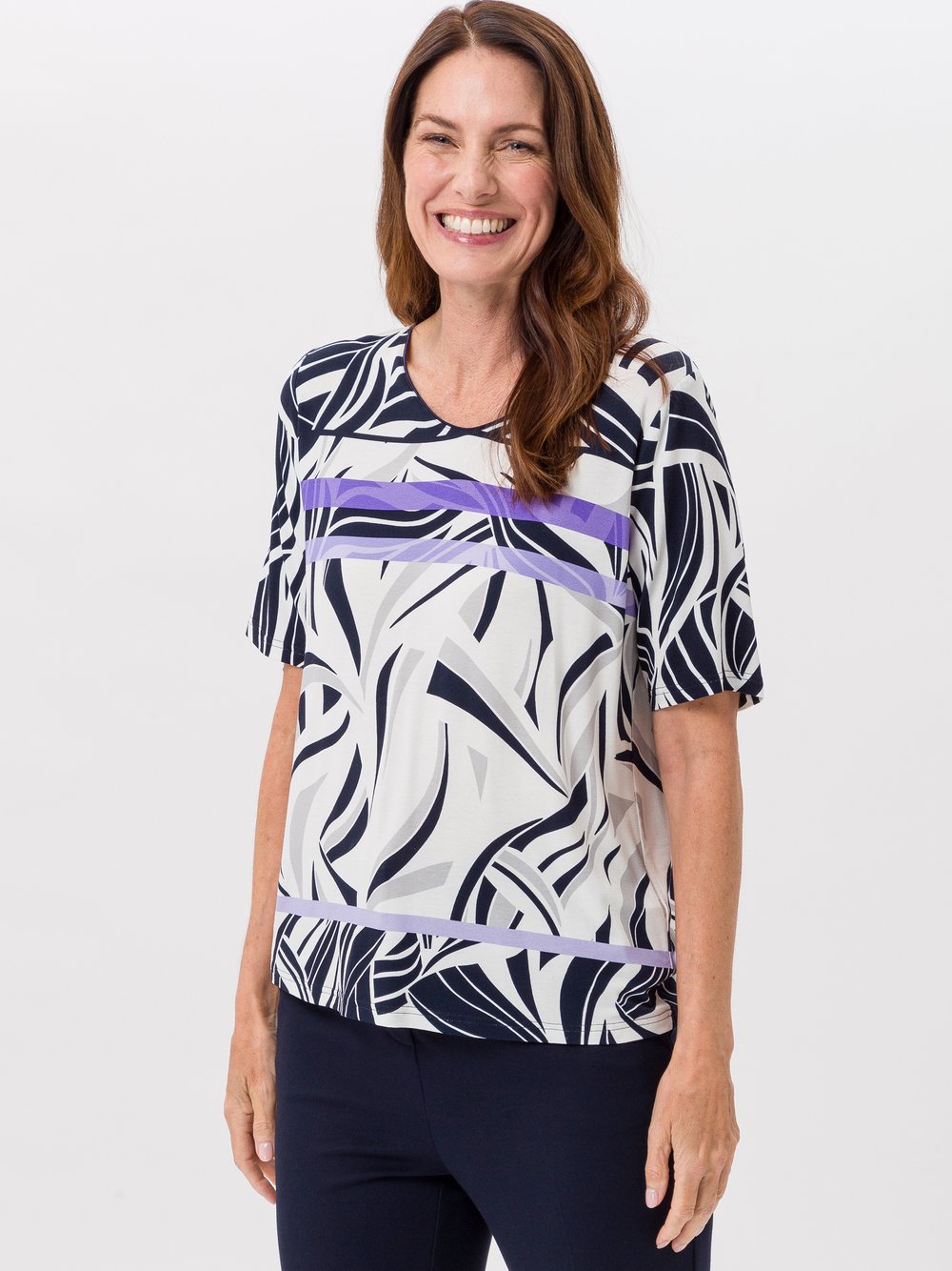Frank Walder Shirt Damen Viskose mehrfarbig bedruckt, 46