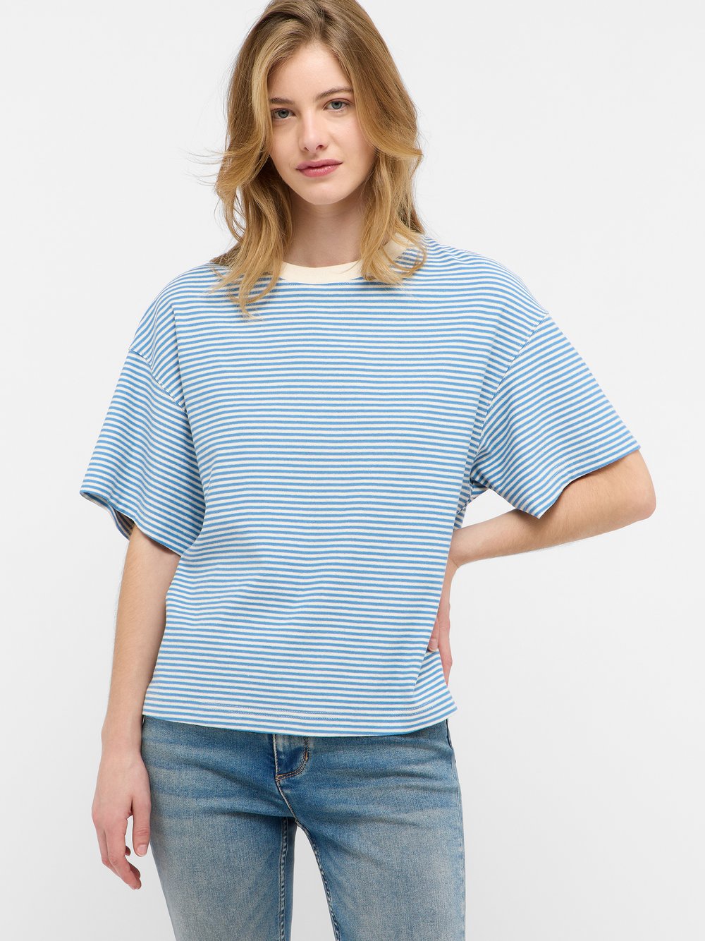 Mustang T-Shirt Damen Baumwolle blau gestreift, XL